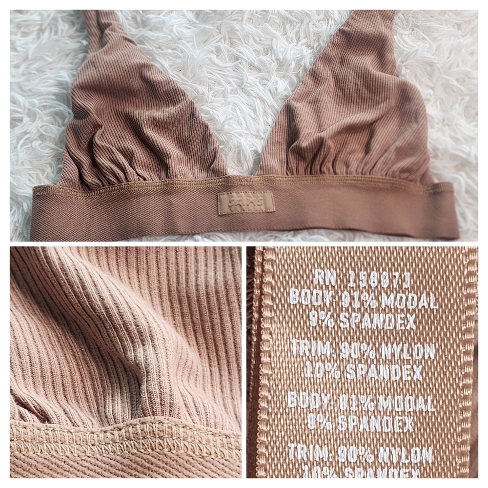 NWOT SKIMS Modal RIB PLUNGE BRALETTE UMBER/XXS,  XS
